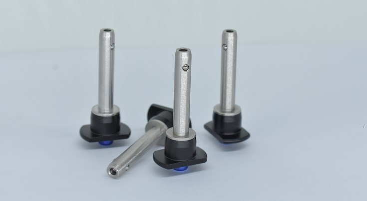Ball locking pins are widely used for their quick, easy and safe operation. Simply press the handle button and the ball will be pushed into the body by the internal spring for easy insertion and removal, then release the button to release the ball to lock